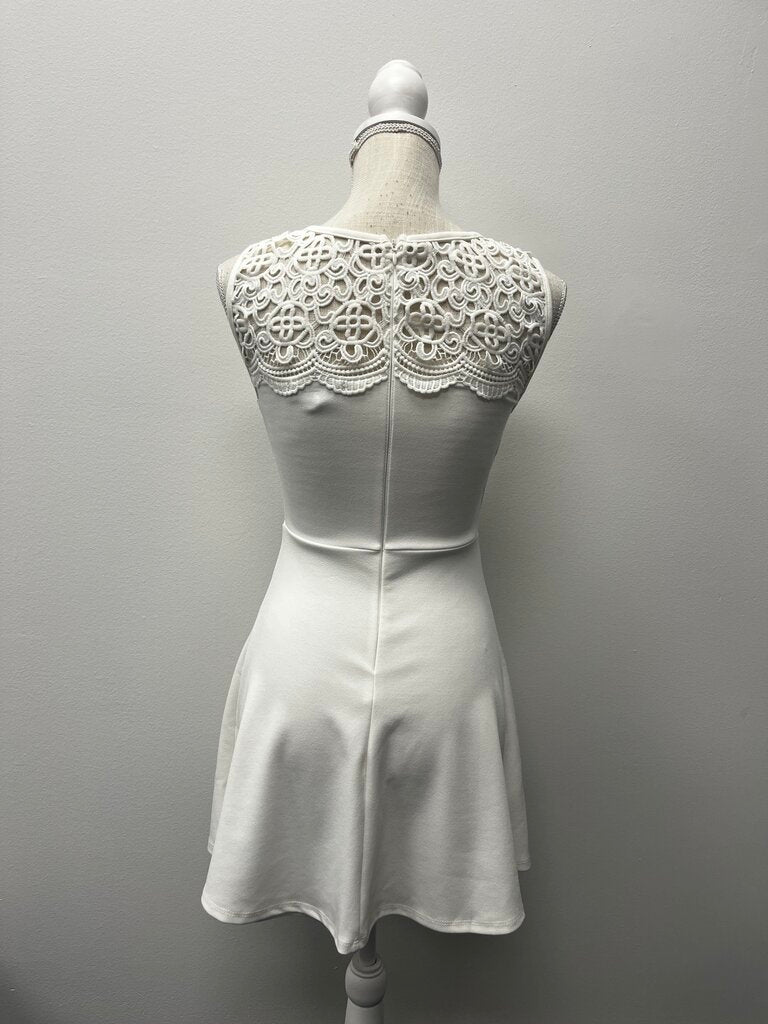 Lulus White Lace Neck Sleeveless Cocktail Dress