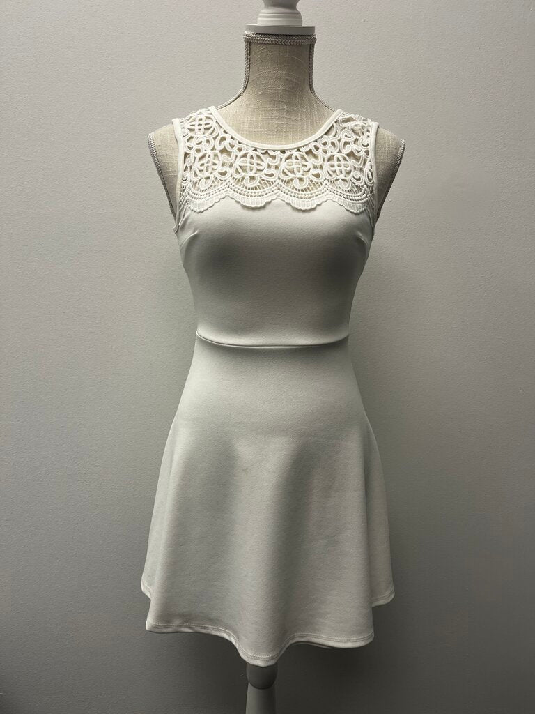 Lulus White Lace Neck Sleeveless Cocktail Dress