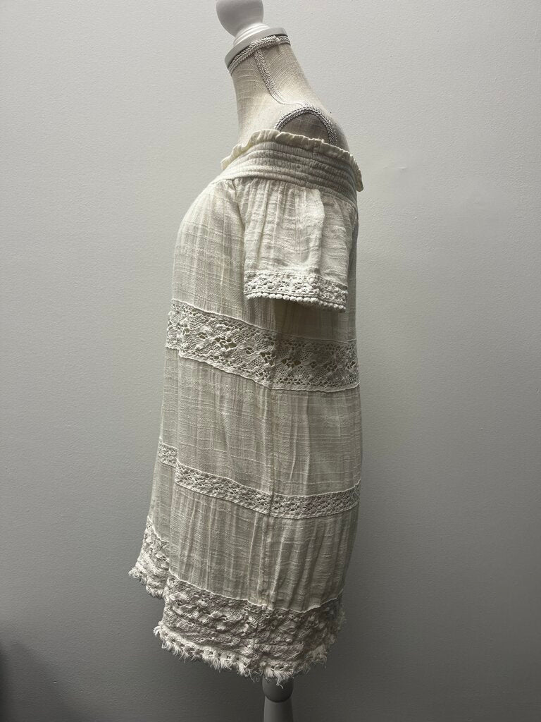 American Eagle Outfitters Creme Off the Shoulder Dress