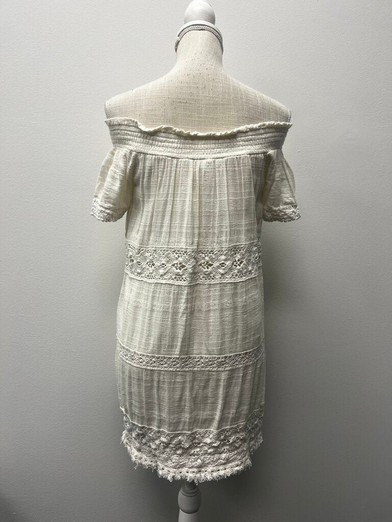 American Eagle Outfitters Creme Off the Shoulder Dress