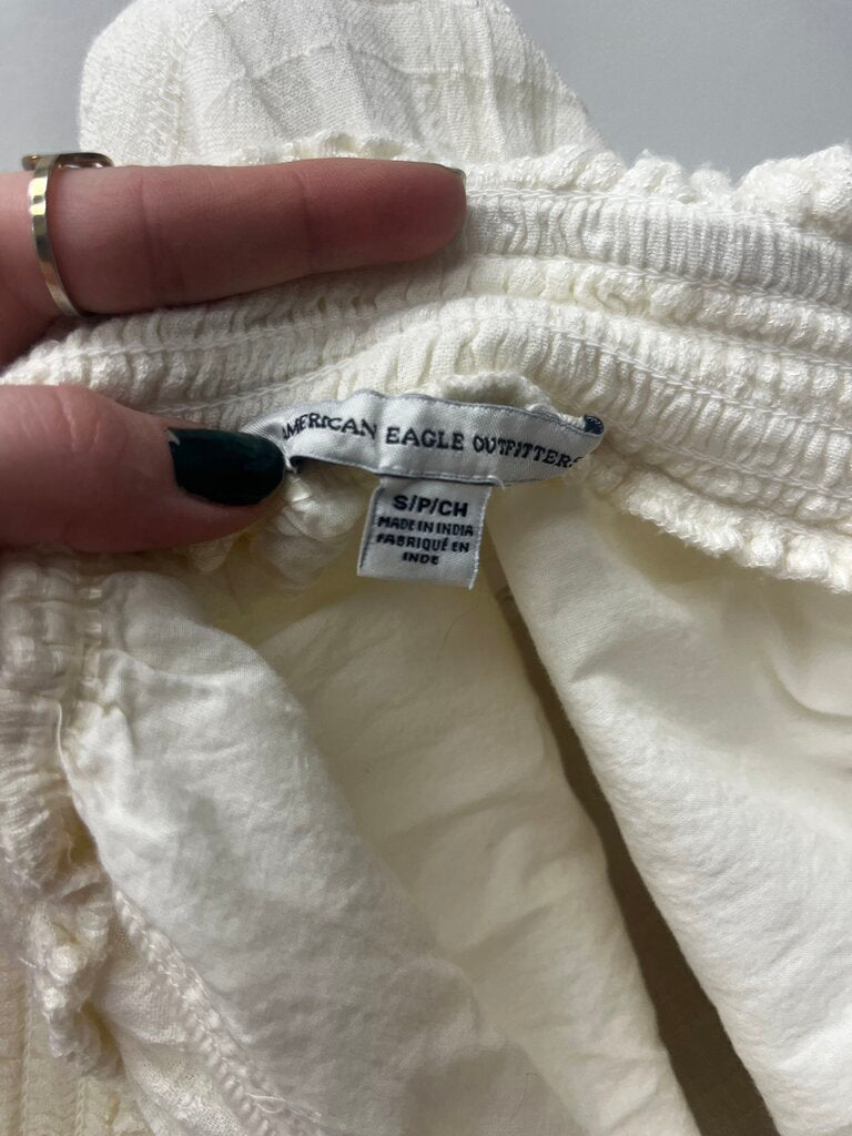 American Eagle Outfitters Creme Off the Shoulder Dress