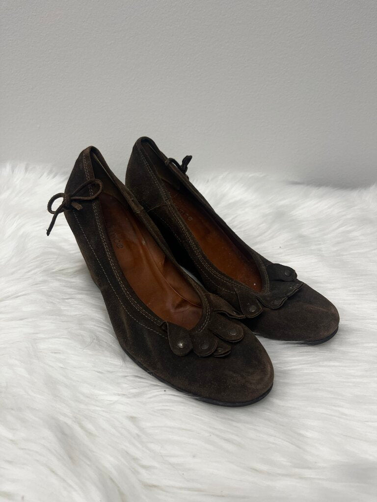 Sundance Chocolate Brown Suede Leather Slip On Wedges