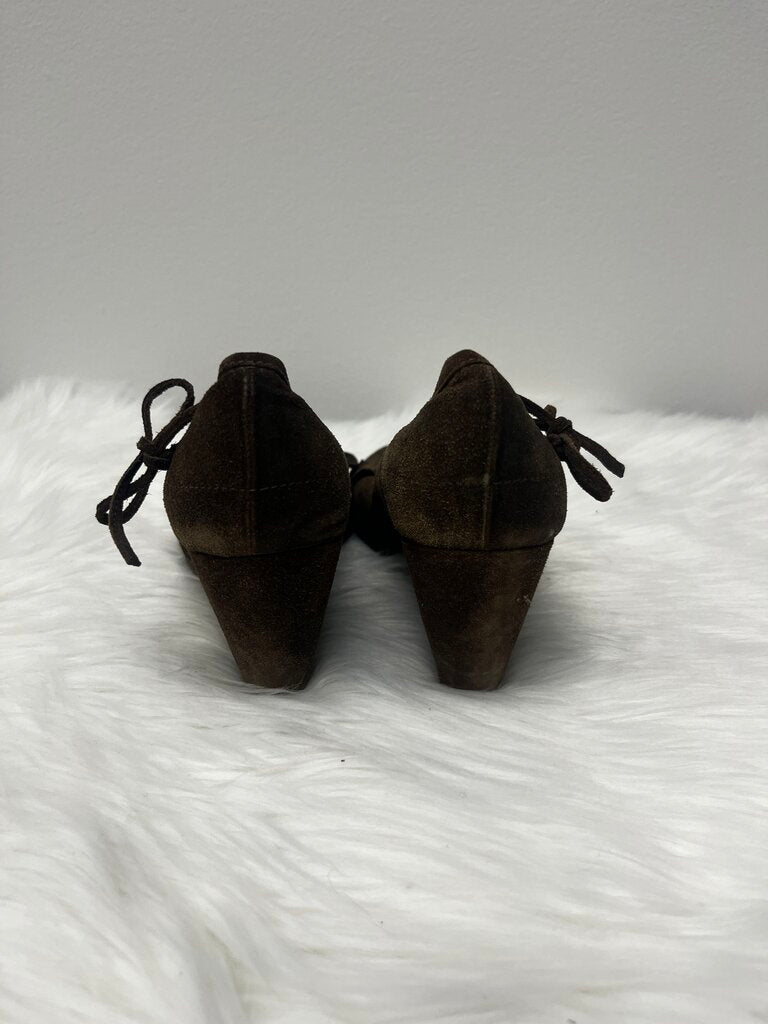 Sundance Chocolate Brown Suede Leather Slip On Wedges