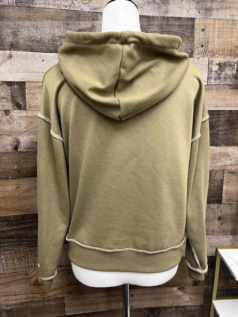 Cider Full-Zip Hoodie Star Raw Seams Olive Green