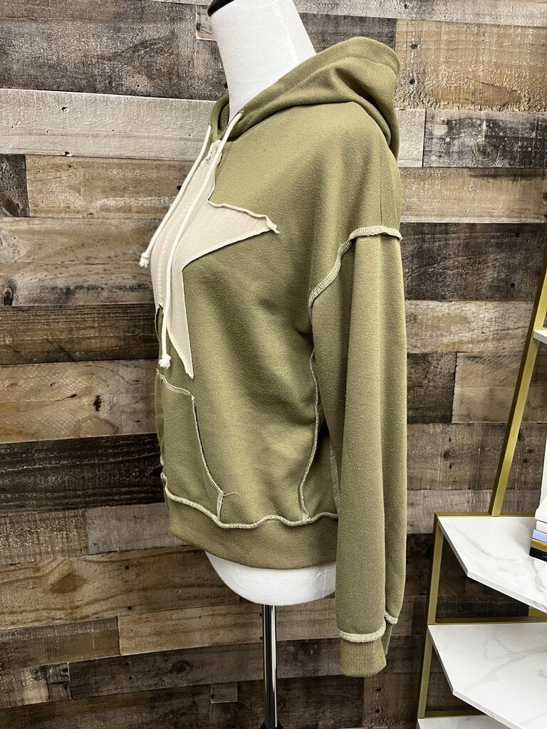 Cider Full-Zip Hoodie Star Raw Seams Olive Green
