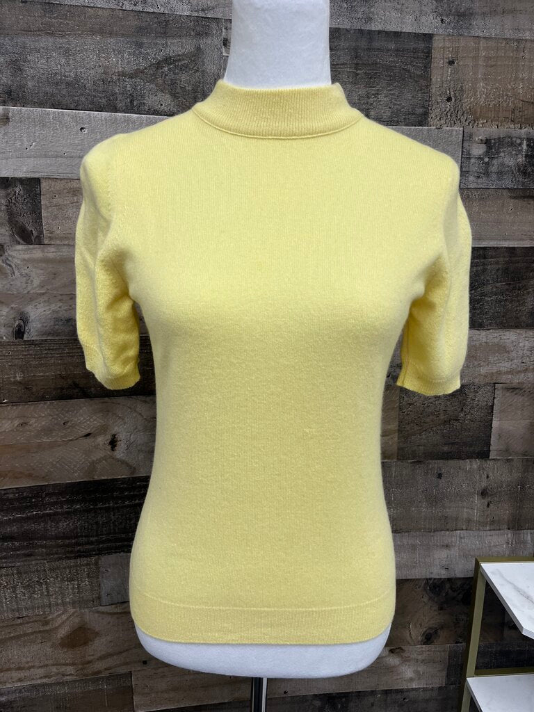 Vintage Dalton Yellow Cashmere Short Sleeve Sweater