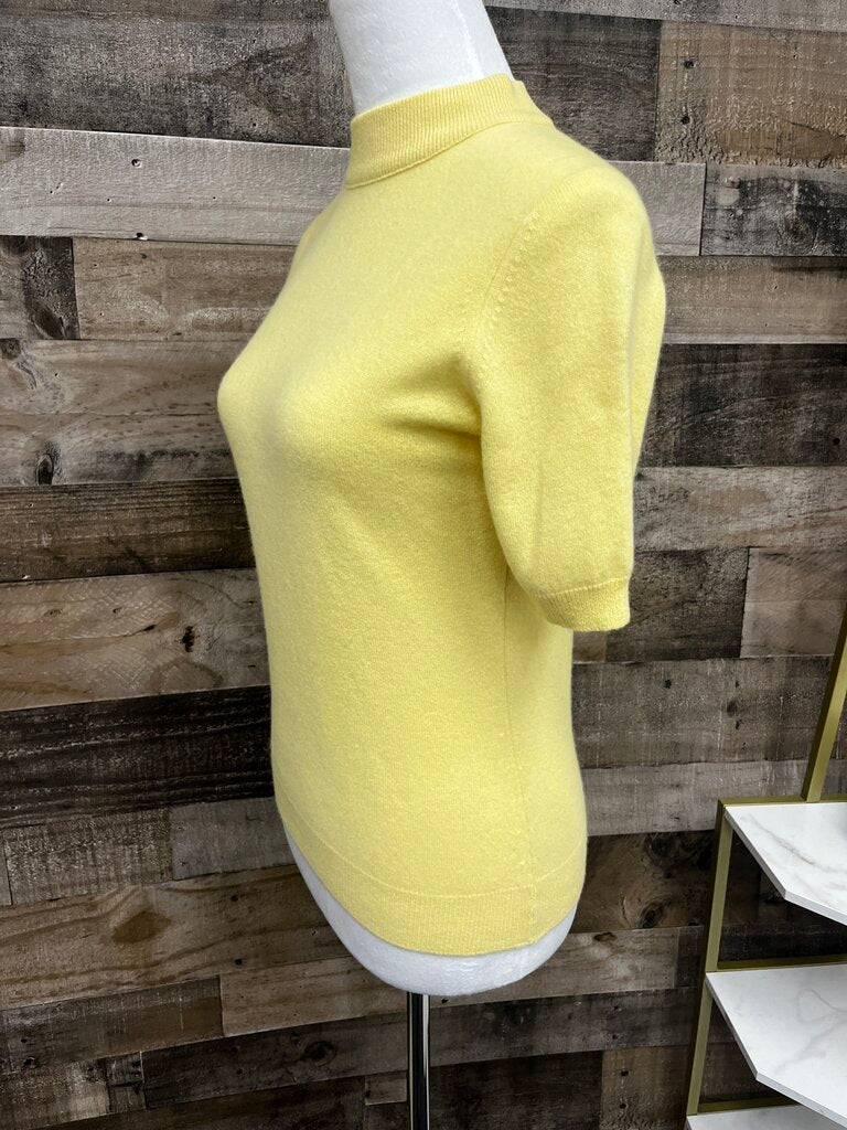 Vintage Dalton Yellow Cashmere Short Sleeve Sweater