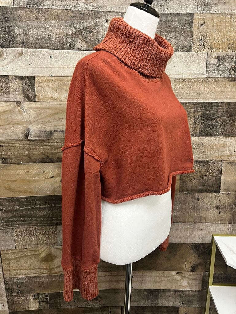 Anthropologie Cropped Burnt Orange Turtleneck Sweater/Hoodie