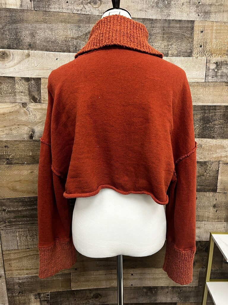 Anthropologie Cropped Burnt Orange Turtleneck Sweater/Hoodie