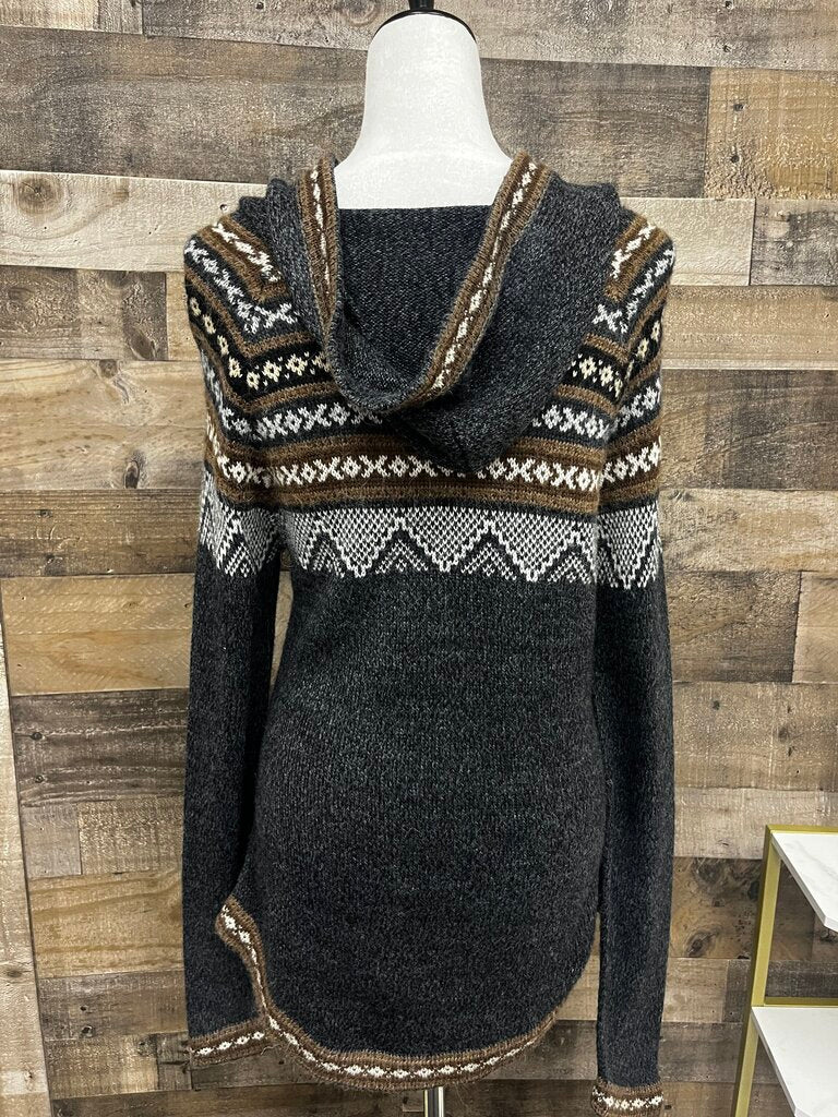 Artesania Hooded Pullover Sweater Alpaca Blend Brown Front Pocket