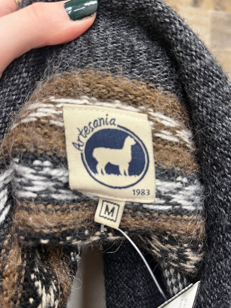 Artesania Hooded Pullover Sweater Alpaca Blend Brown Front Pocket