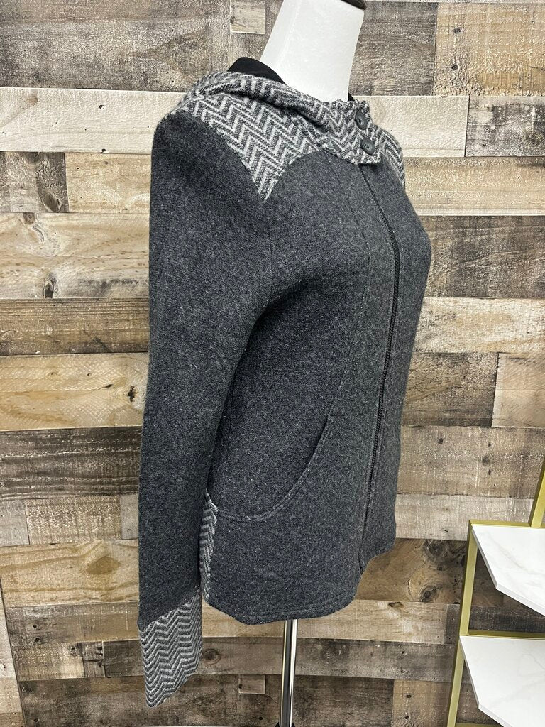 Prana Grey Hooded Full-Zip Sweater