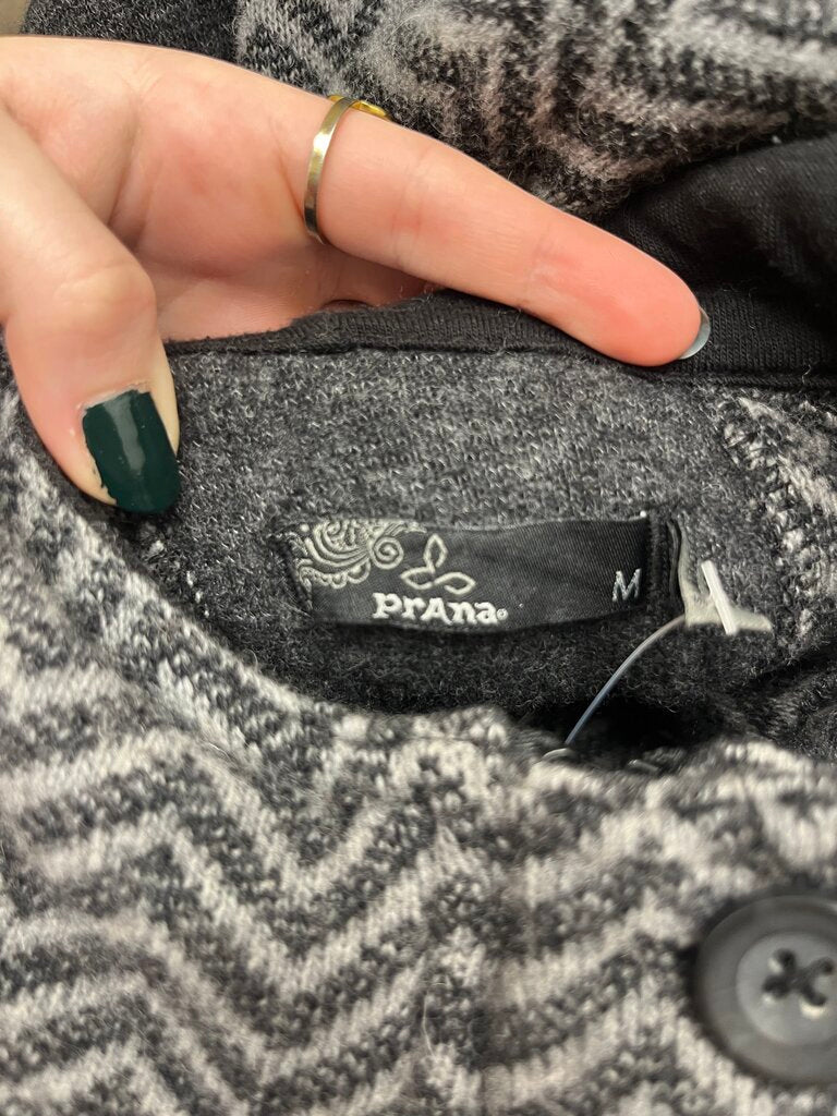 Prana Grey Hooded Full-Zip Sweater