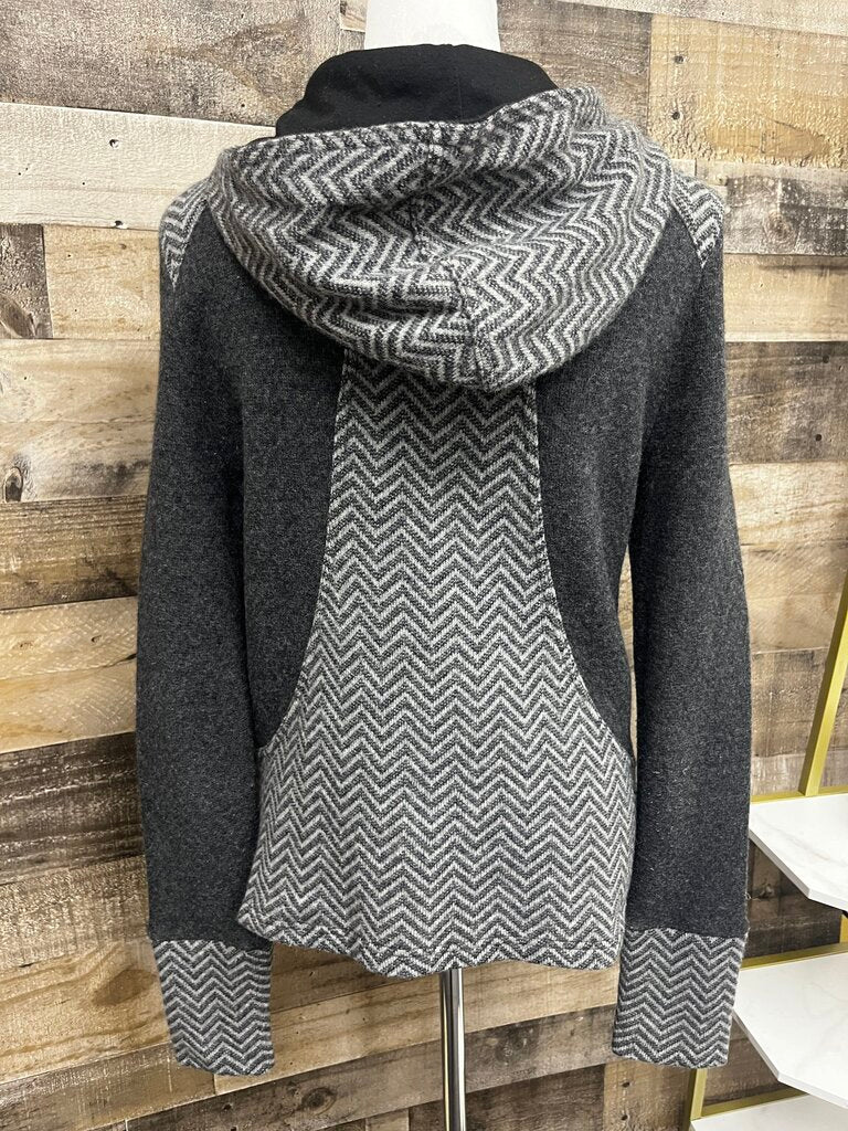 Prana Grey Hooded Full-Zip Sweater