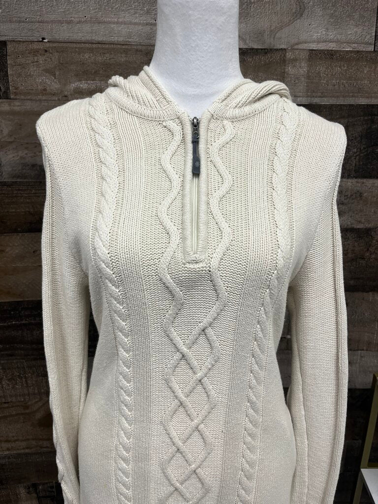 Athleta Cream Cable Knit Sweater Mini Dress