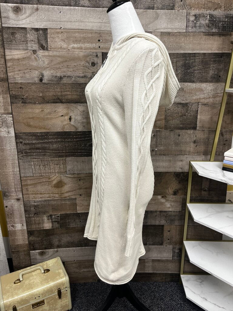 Athleta Cream Cable Knit Sweater Mini Dress