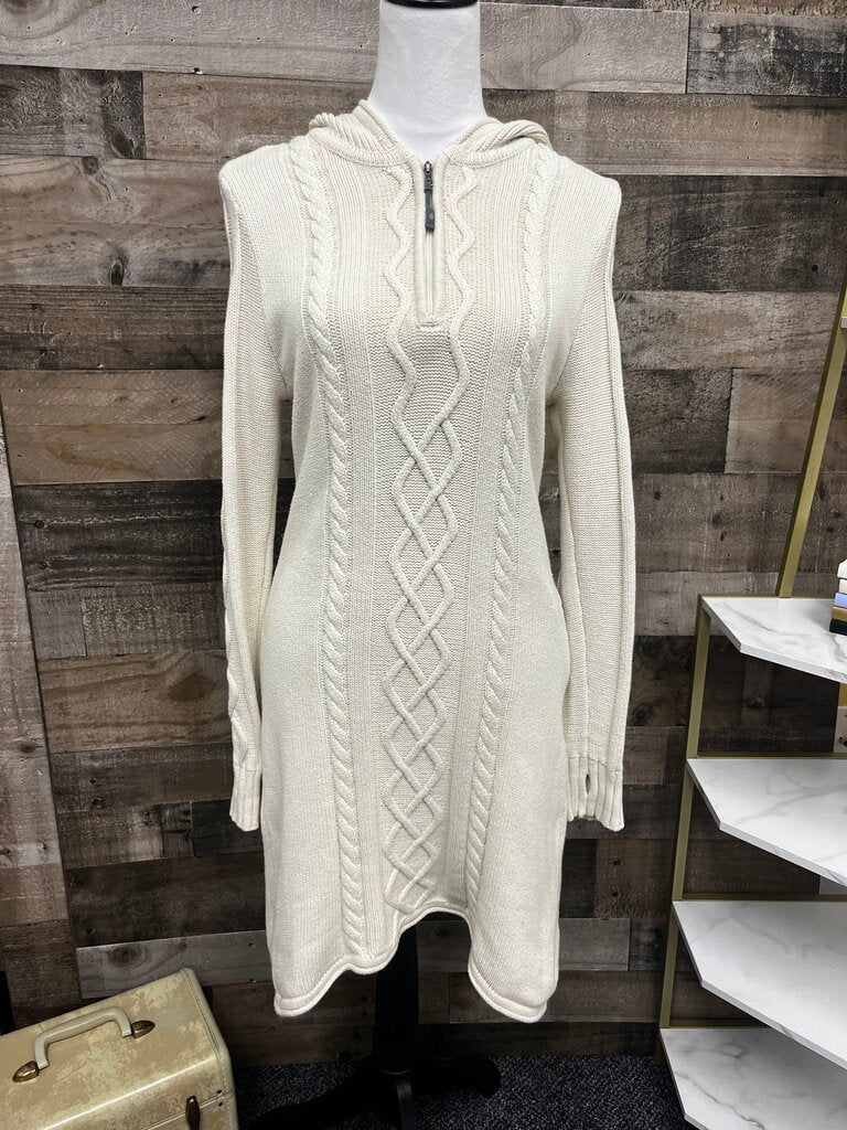 Athleta Cream Cable Knit Sweater Mini Dress