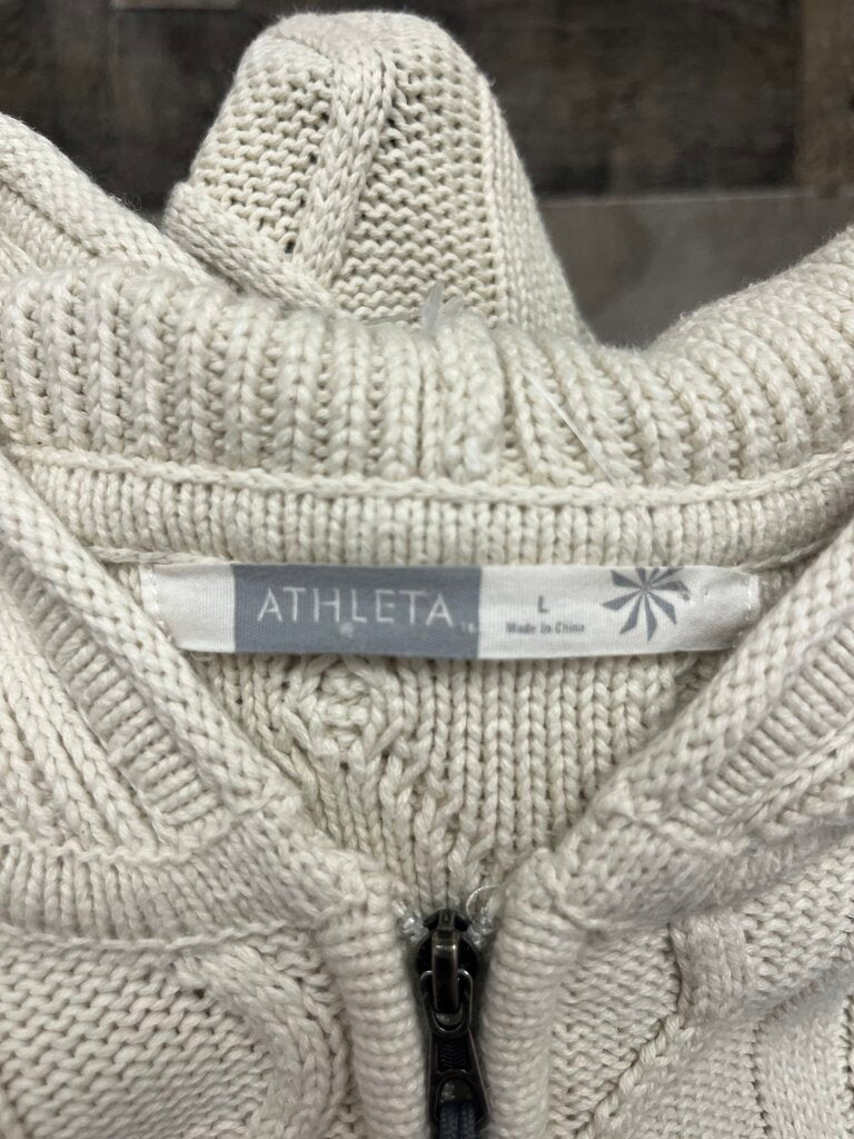 Athleta Cream Cable Knit Sweater Mini Dress