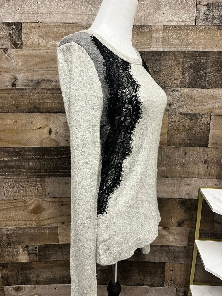 J Crew Wool Lightweight Sweater w/ Lace Overlay