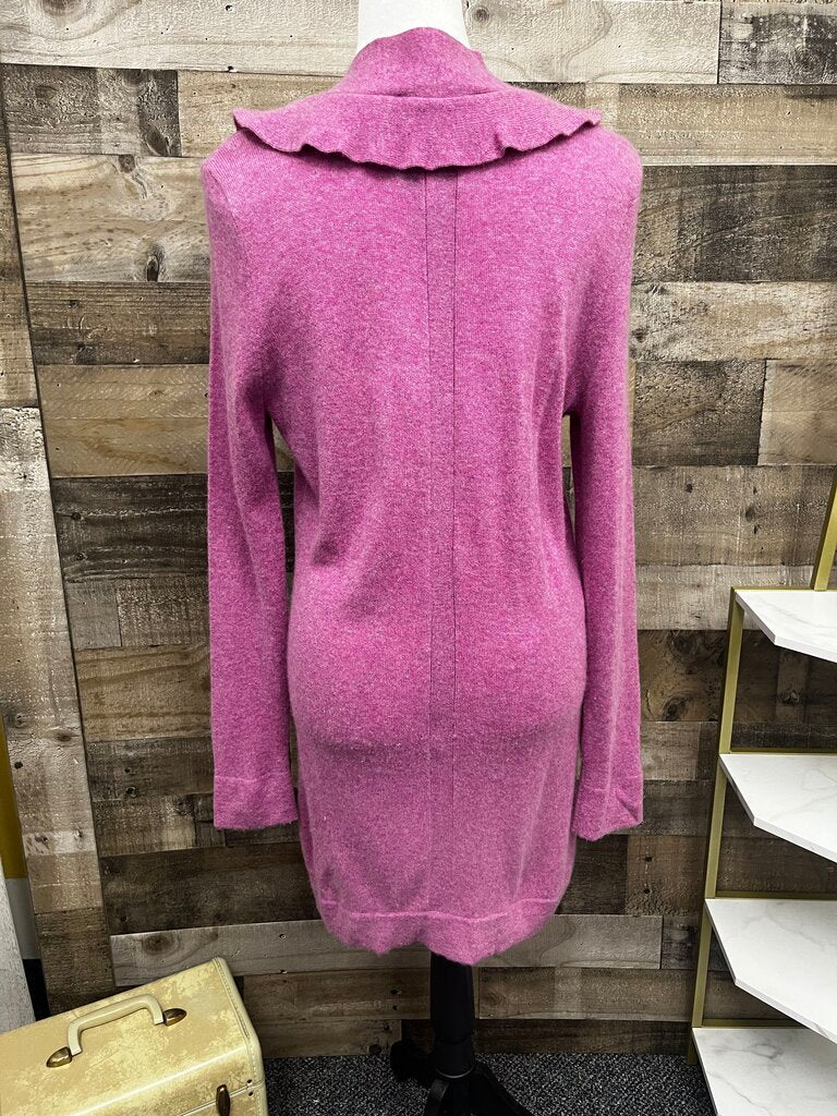 Magaschoni Cashmere Ruffle Open Front Cardigan Sweater