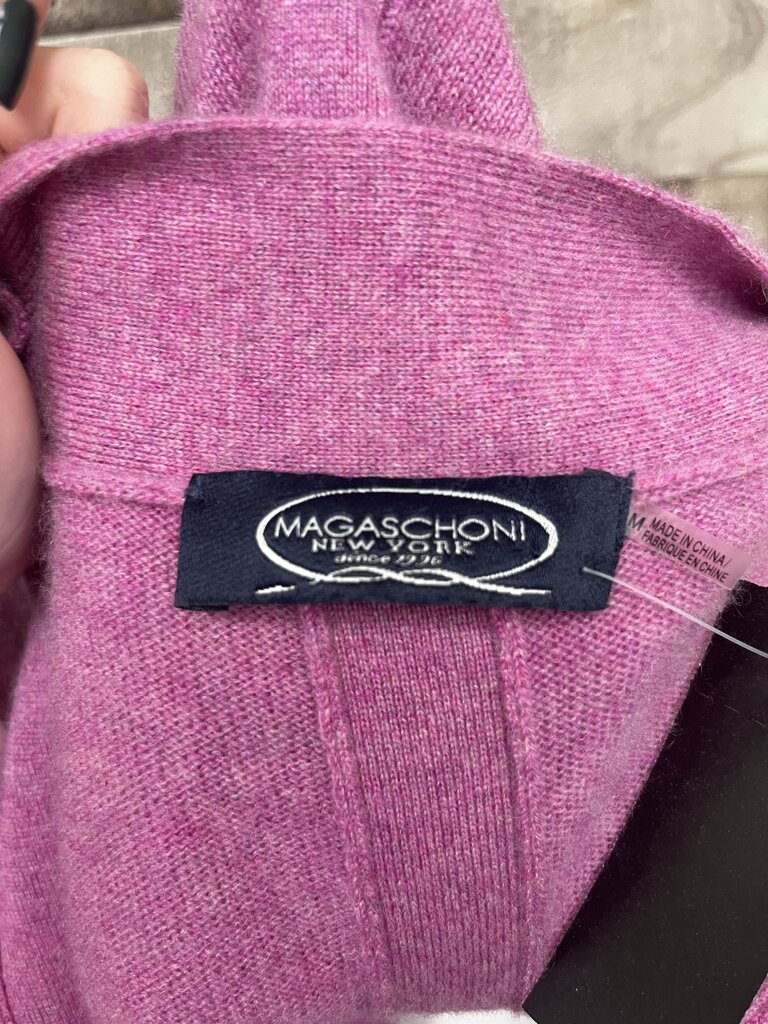 Magaschoni Cashmere Ruffle Open Front Cardigan Sweater