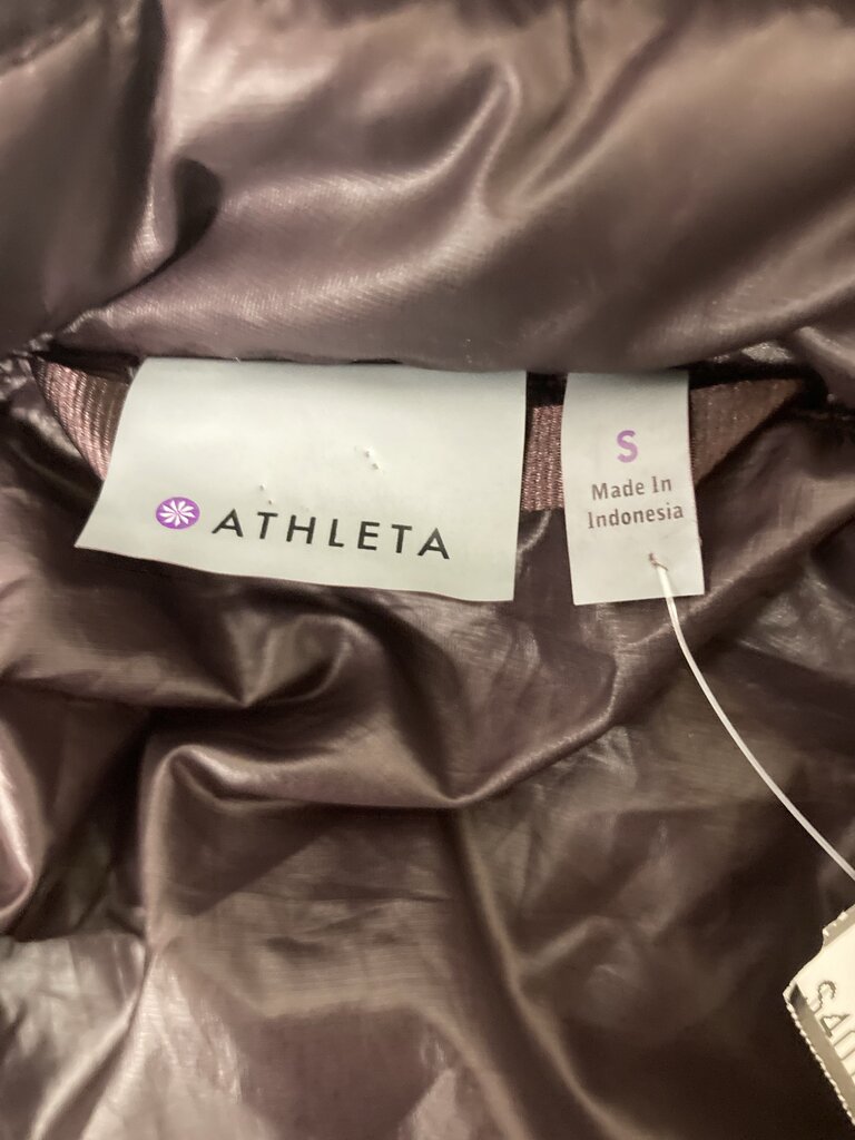 Athleta Burgundy Asymmetrical Zip Quilted Puffer Jacket