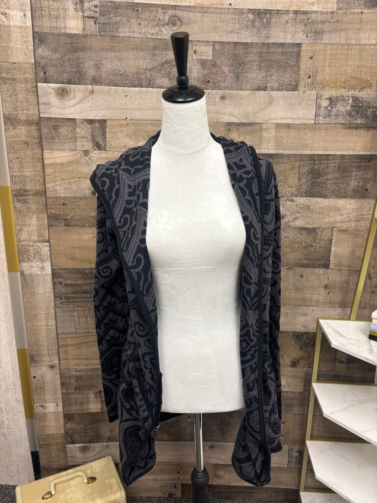 Athleta Grey and Black Patterned Long Cardigan