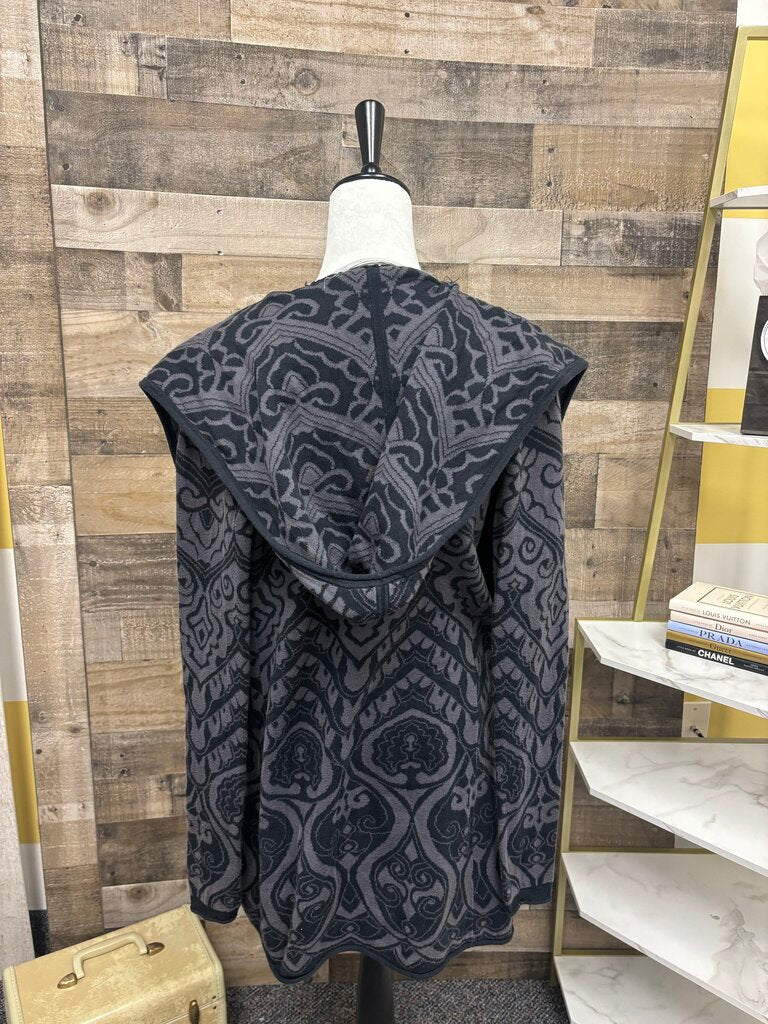 Athleta Grey and Black Patterned Long Cardigan