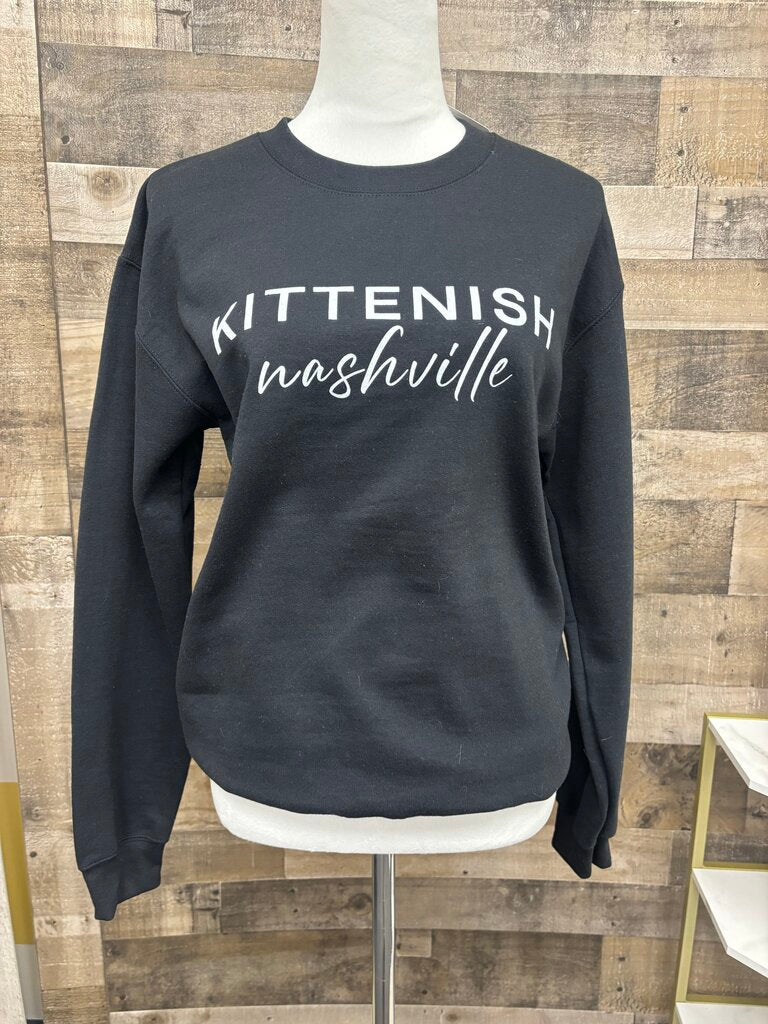 Kittenish Nashville Black Crewneck with White Print