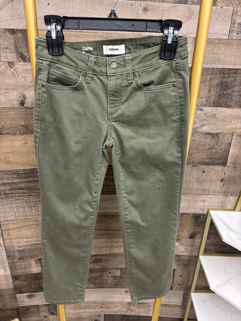 Sonoma Army Green Straight Leg Capri