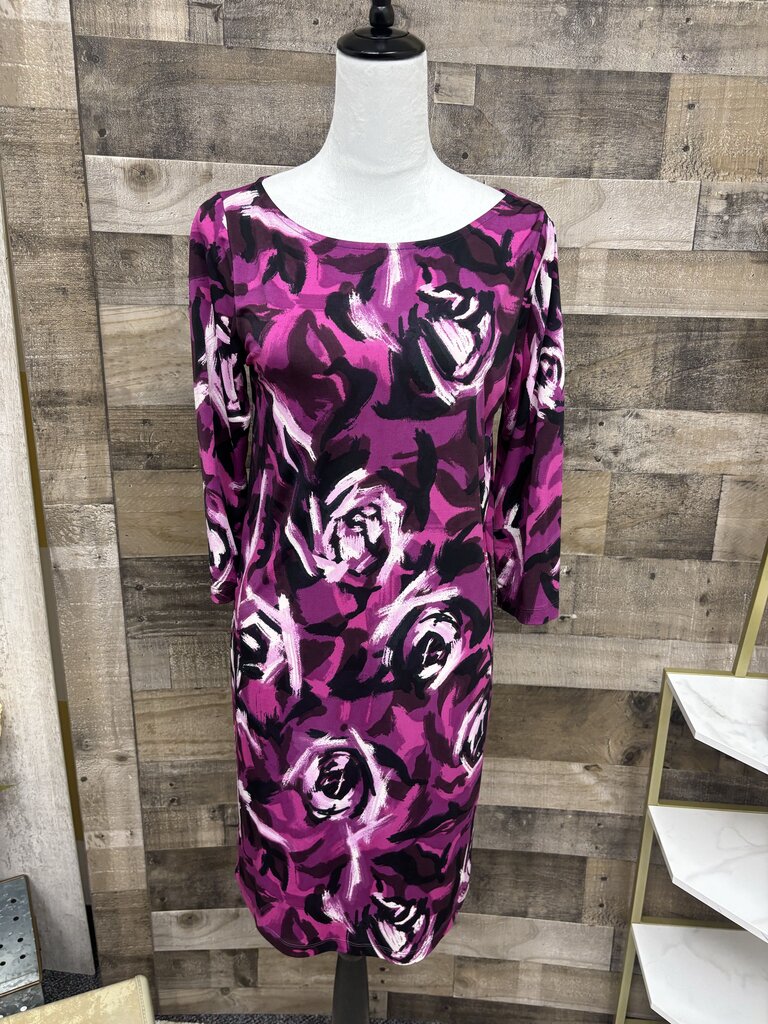 No Brand Pink & Black Polyester Floral Print