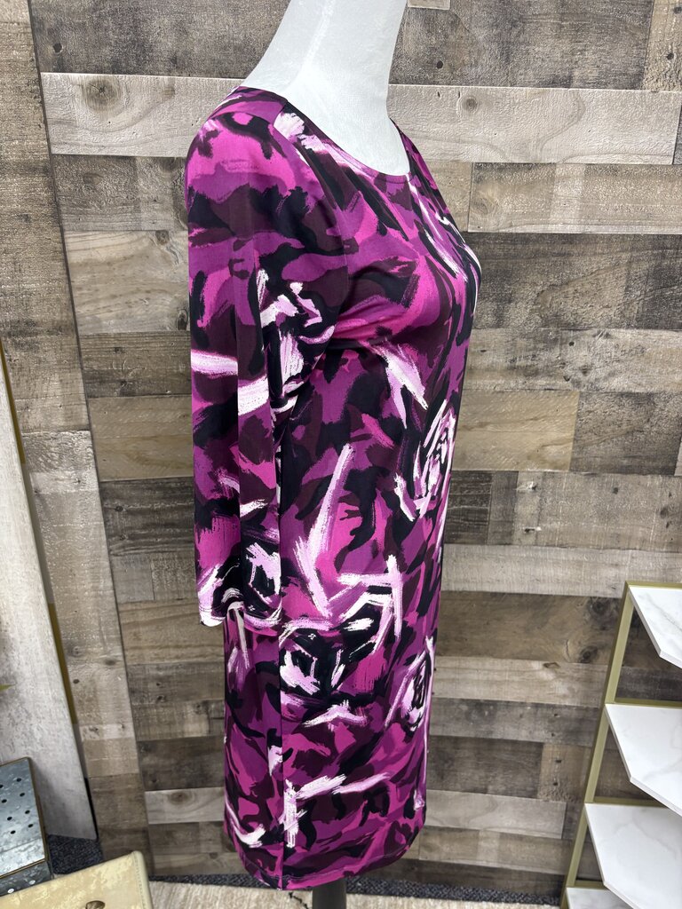 No Brand Pink & Black Polyester Floral Print