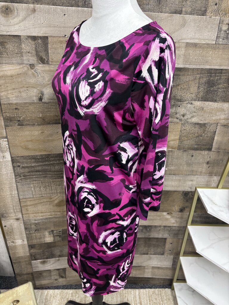 No Brand Pink & Black Polyester Floral Print