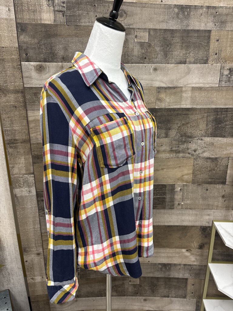 Peyton Jensen Navy & Yellow Plaid Button Down