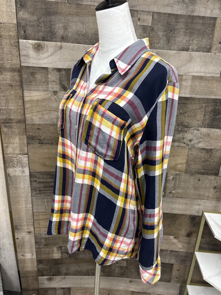 Peyton Jensen Navy & Yellow Plaid Button Down
