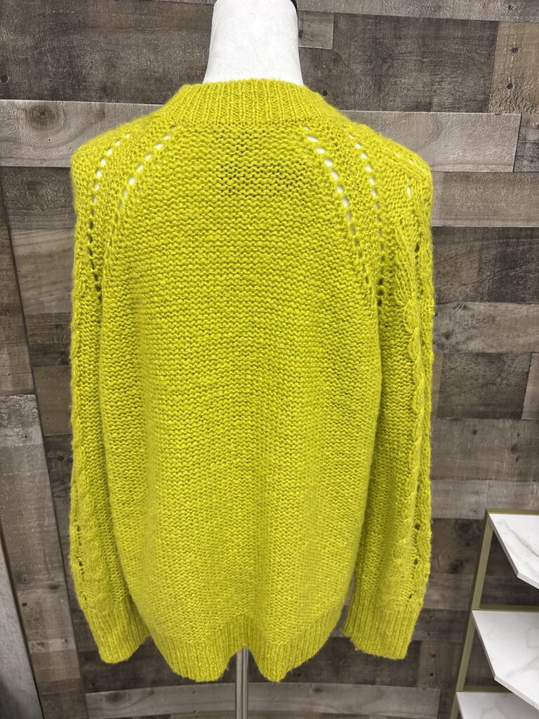 J Crew Lime Geen Cable Knit Popcorn Flowers