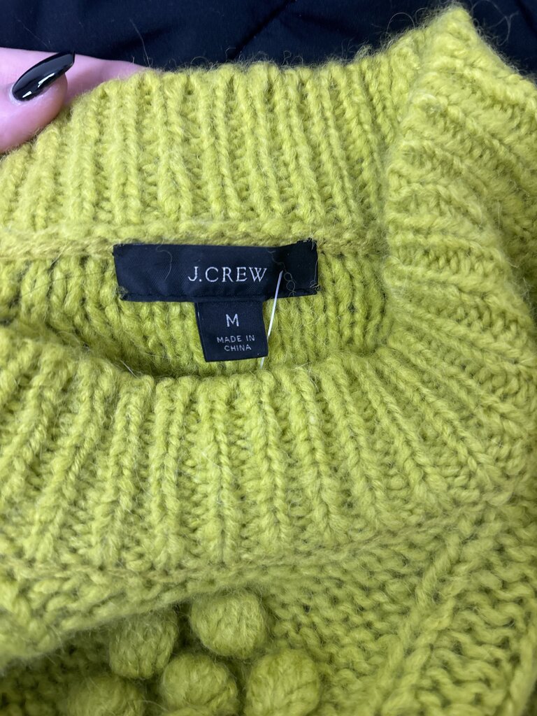 J Crew Lime Geen Cable Knit Popcorn Flowers