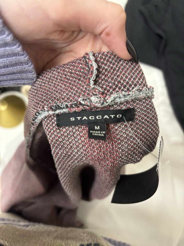 Staccato Gray & Red Plaid Cardigan