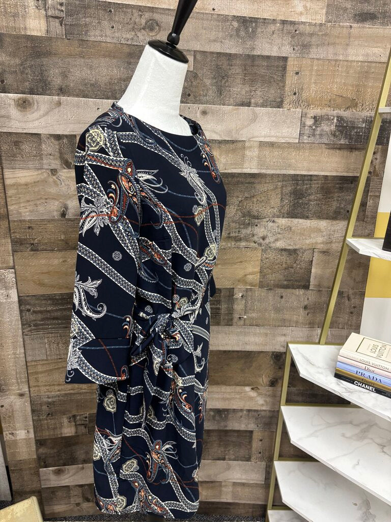 H&M Navy Sheath Dress Paisley Pattern Detail