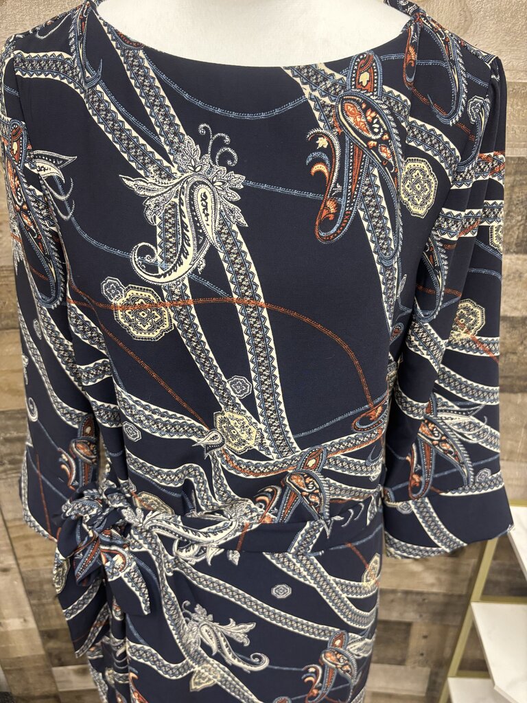 H&M Navy Sheath Dress Paisley Pattern Detail