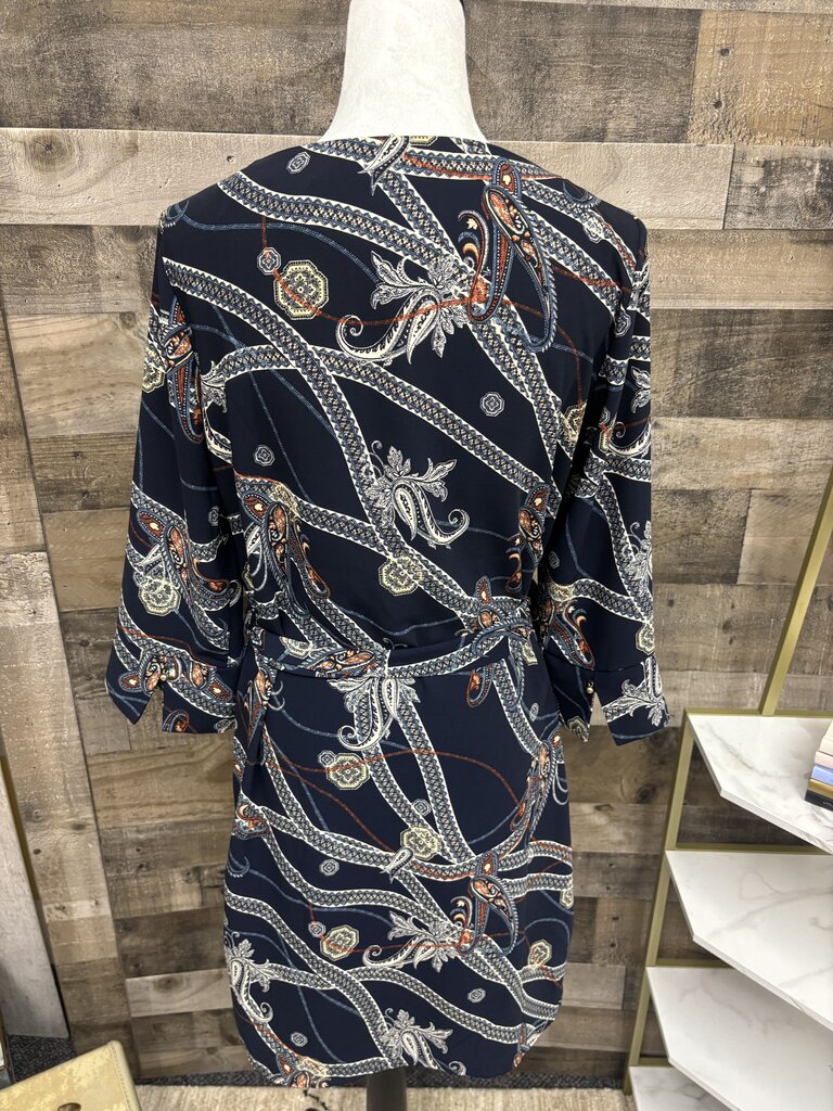 H&M Navy Sheath Dress Paisley Pattern Detail