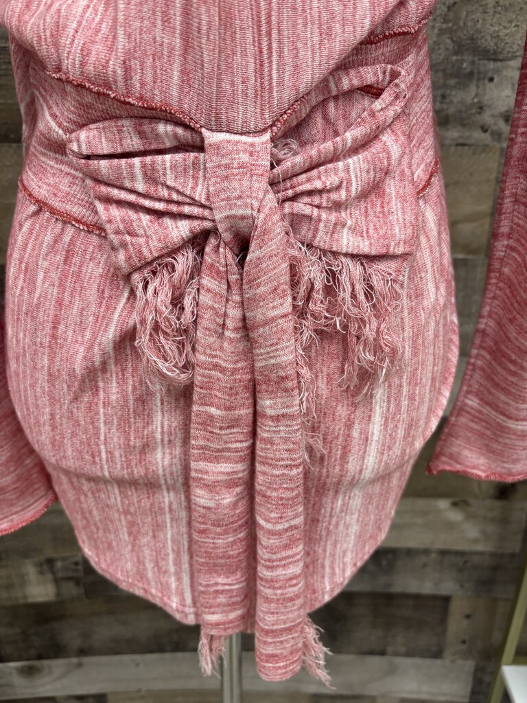 Free People Pink/Red Marled Waterfall Cardigan