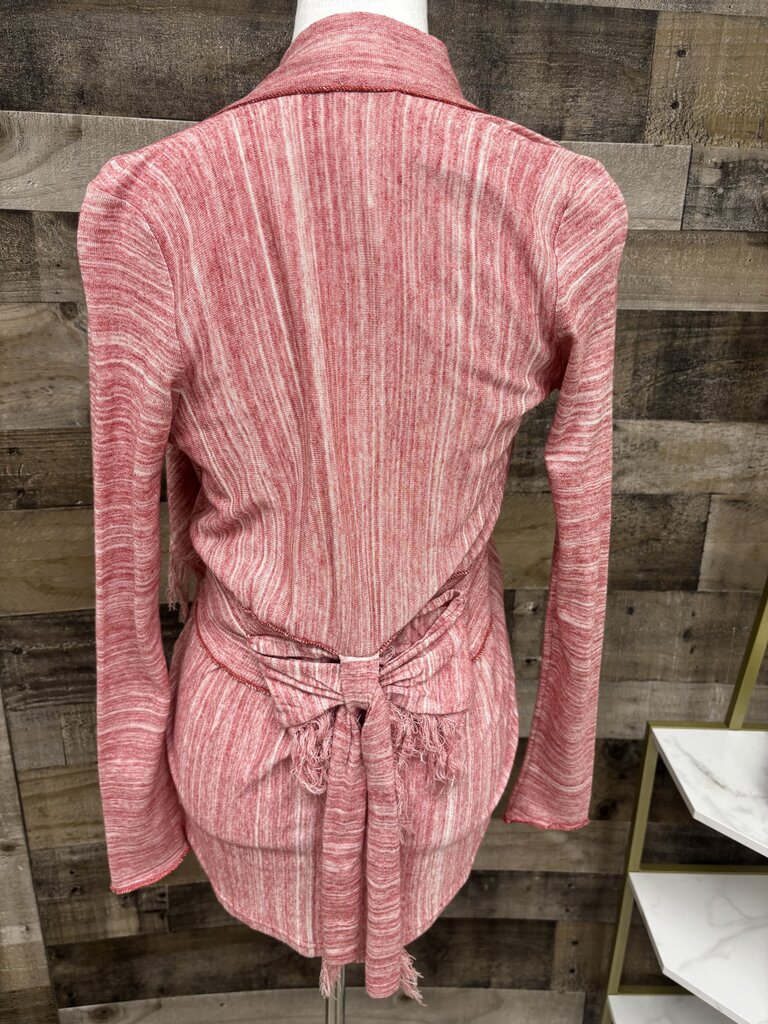 Free People Pink/Red Marled Waterfall Cardigan