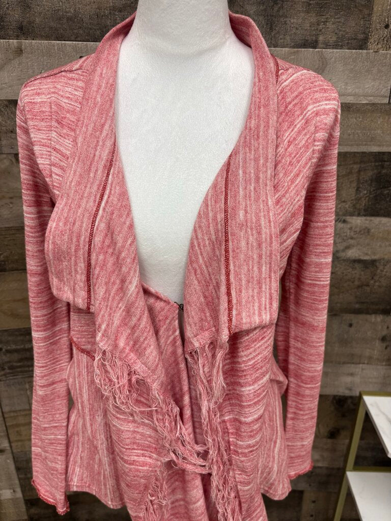 Free People Pink/Red Marled Waterfall Cardigan