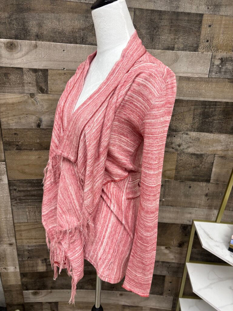 Free People Pink/Red Marled Waterfall Cardigan