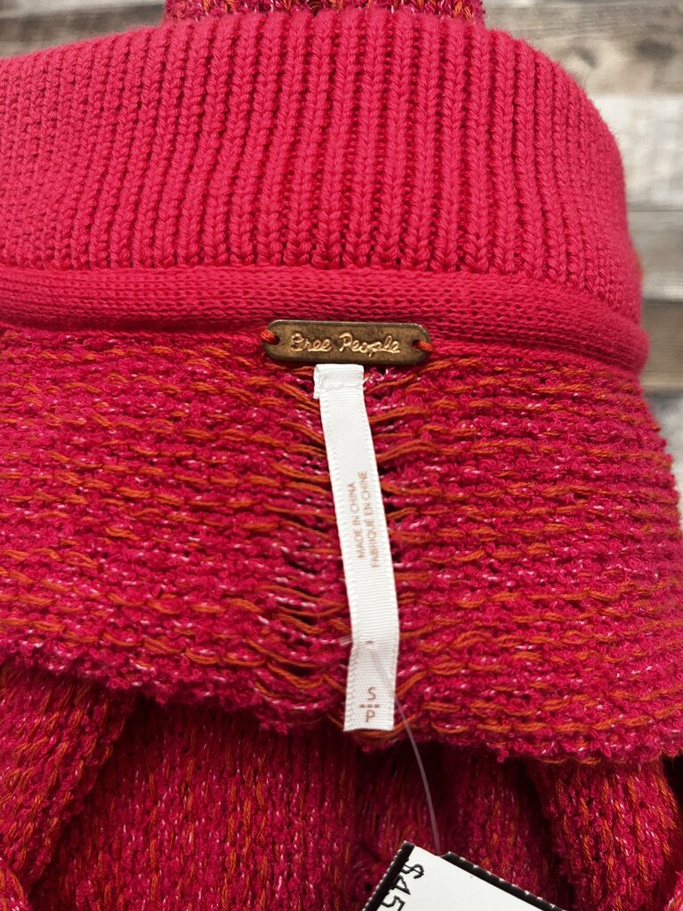 Free People Hot Pink V-Neck Sweater