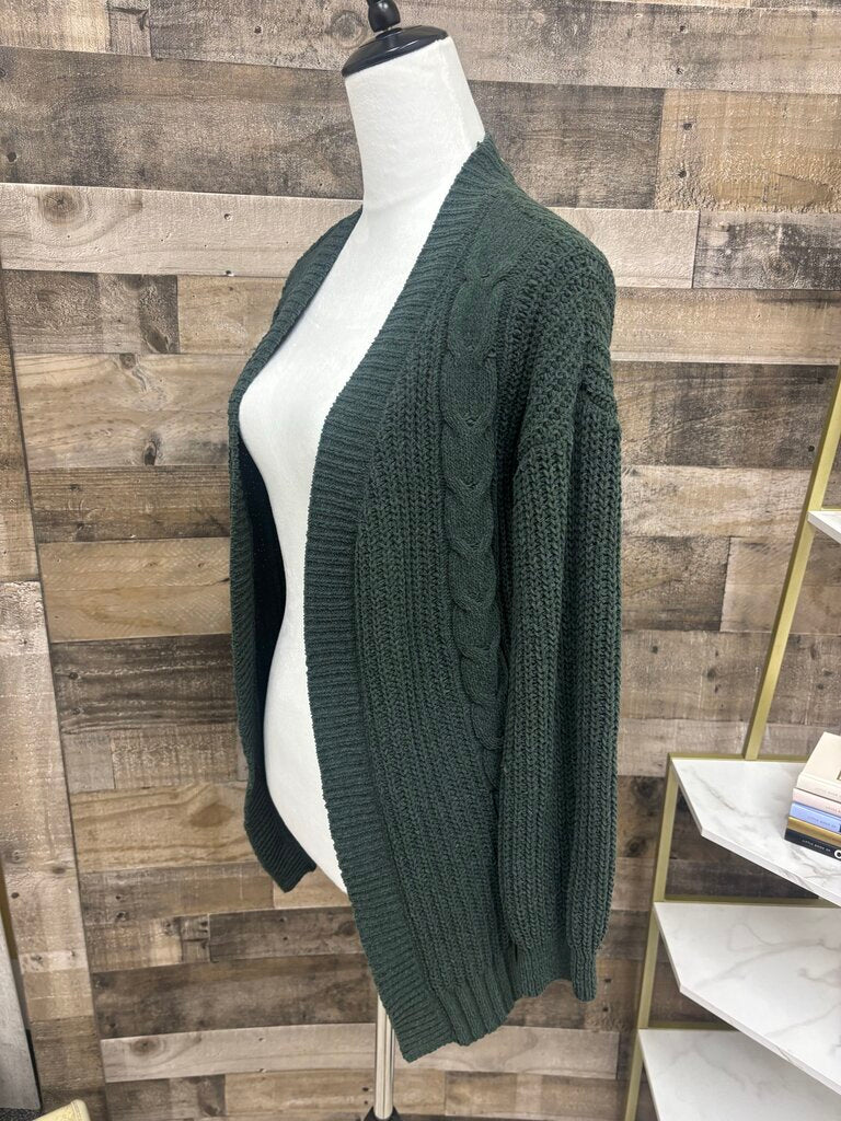 Maurices Dark Green Cable Knit Cardigan