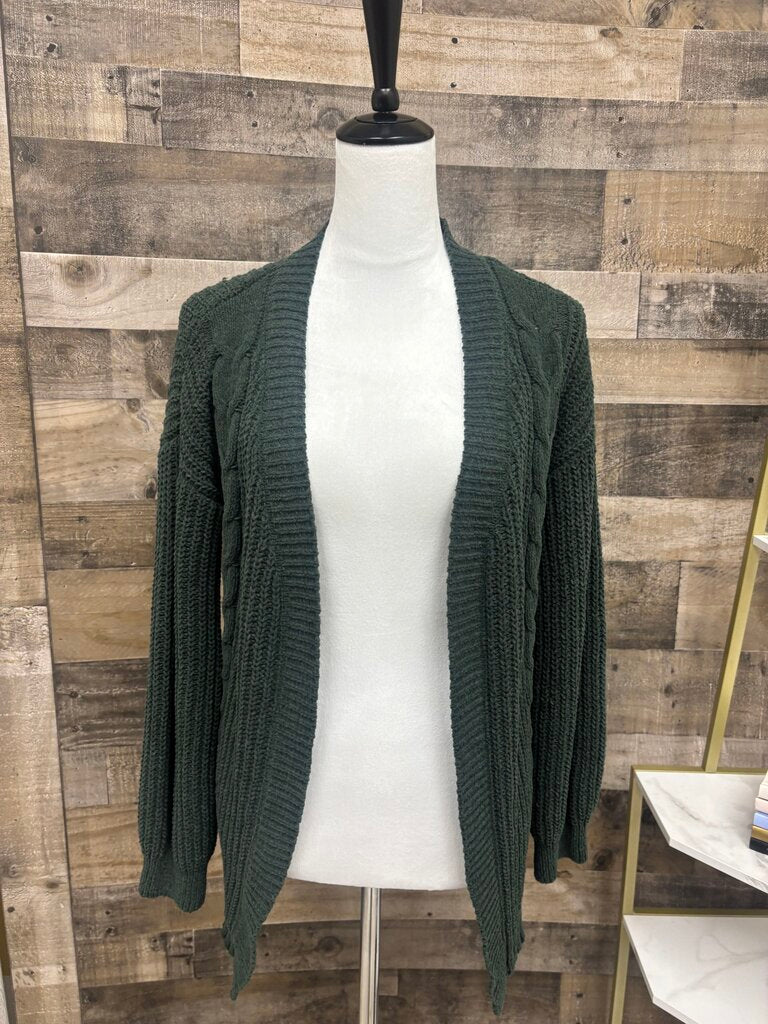 Maurices Dark Green Cable Knit Cardigan