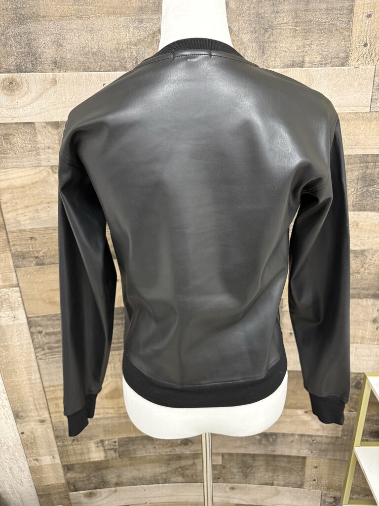 LA Made Faux Black Leather Sweatshirt