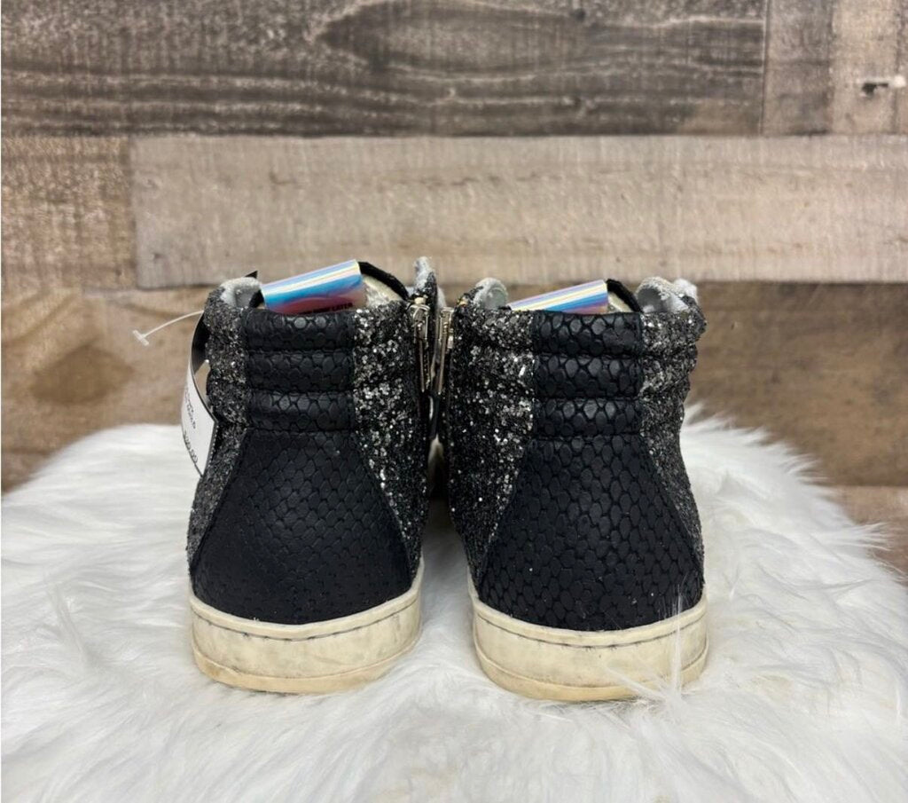 P488 Gray Suede and Dark Gray Glitter High Tops